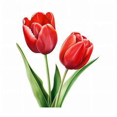 Red Tulip Clipart isolated on white background