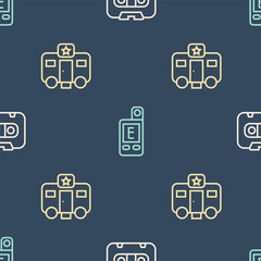 Set line Retro audio cassette tape, Actor trailer and Light meter on seamless pattern. Vector