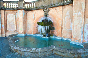 Frozen fountain in Villa Torlonia Park - Frascati, Rome, Italy