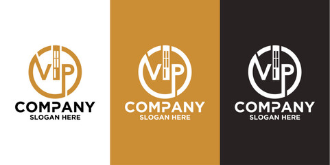 v i p logo with unique letter characters