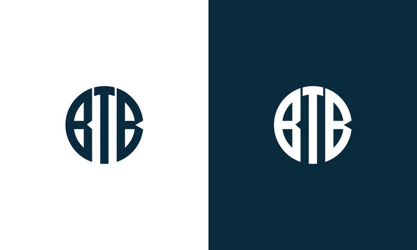 btb initials logo collection in a circle with a black and white background vector logo design