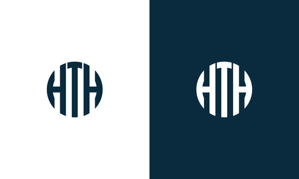hth logo collection in the form of a circle with a black and white background vector logo design