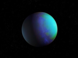Planet Proxima Centauri C isolated. The closest exoplanet to us in outer space. Realistic surface of an alien planet.