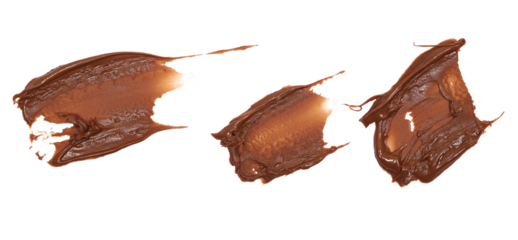 Set chocolate cream spread isolated on white background, top view