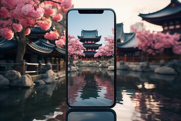 スマートフォンで切り取る、美しい日本の風景（スマホ撮影,・インスタ映え・SNS） - obrazy, fototapety, plakaty
