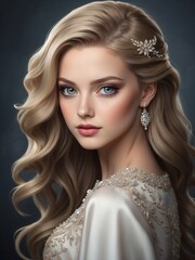 Capturing elegance in a portrait of a beautiful white girl. Generative AI