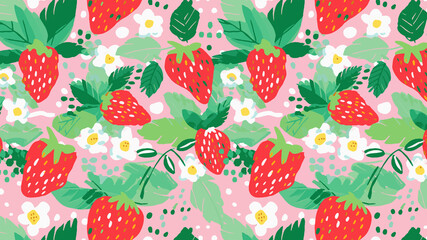 seamless pattern with strawberry illustration