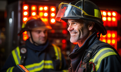 Portrait of Firemen: The Courageous Protectors in the Face of Danger and Flames.