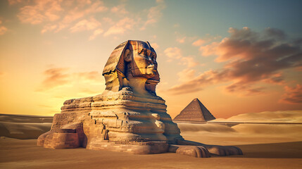 The great sphinx of Giza unbroken - obrazy, fototapety, plakaty