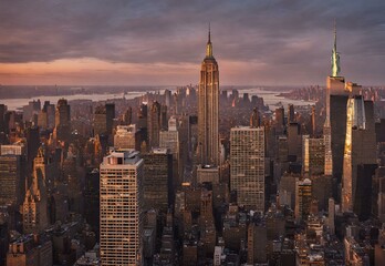Urban Utopia: New York City's Skyline at Golden Hour.