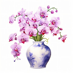 Vase of Orchid Clipart isolated on white background