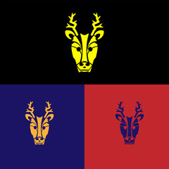 antlered deer head logo simple design for business