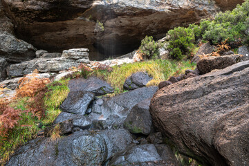 Chorla Falls at karst landscape of Castroviejo in Soria province, Spain