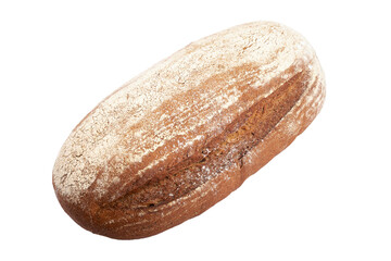 Freshly baked bread isolated on white background, top view.