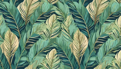 Fototapeten Luxury seamless pattern with palm leaves. Modern stylish floral background. © Kimbery