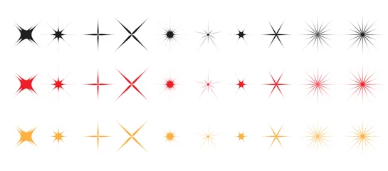 Foto op Plexiglas Star Shapes Vector Collection. Black Red Golden Stars Shapes Set. Star Icons Vector Illustration. Flat isolated simple stars © ZAINAB