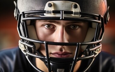 Close-up of a rugby player seen through the helmet - Powered by Adobe