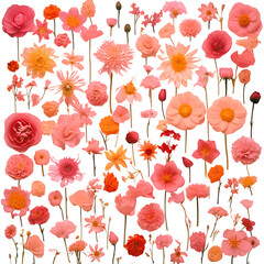 collection of various flowers on white background. each one is shot separately