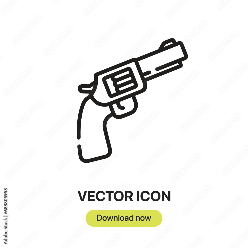 Leinwandbilder Gun icon vector. Linear-style sign for mobile concept and web design. Gun symbol illustration. Pixel vector graphics - Vector.	

