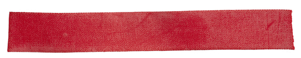 macro photo of long red fabric sticker tape, png asset.