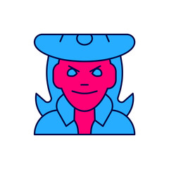 Filled outline Witch icon isolated on white background. Happy Halloween party. Vector