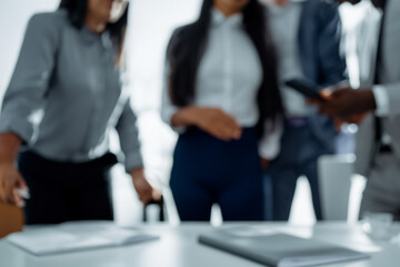 unrecognizable motion blurred business people in an office. Abstract office background