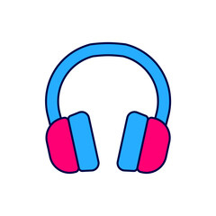 Filled outline Headphones icon isolated on white background. Earphones. Concept for listening to music, service, communication and operator. Vector
