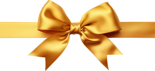 Golden silk fabric bow on a transparent background