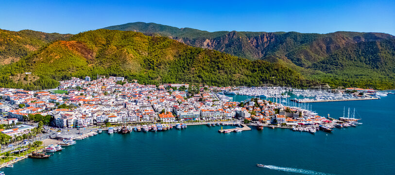 Aerial view of Marmaris in Mugla Province, Turkey