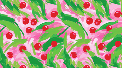 cherry with leaves and flowers illustration