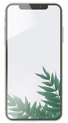 blank nature themed screen generic smart phone mock up on isolated  white background , vertical orientation 9:16
