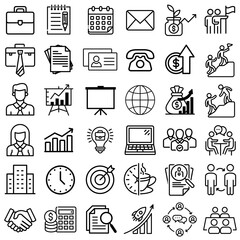 Business line icon set | Outline icons collection | Simple icon illustration