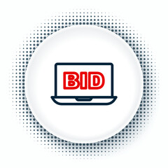 Line Online auction icon isolated on white background. Bid sign. Auction bidding. Sale and buyers. Colorful outline concept. Vector