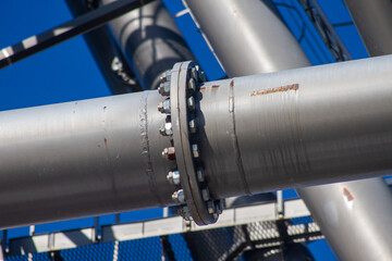 Pipe flange with bolts connecting between pipe water tank