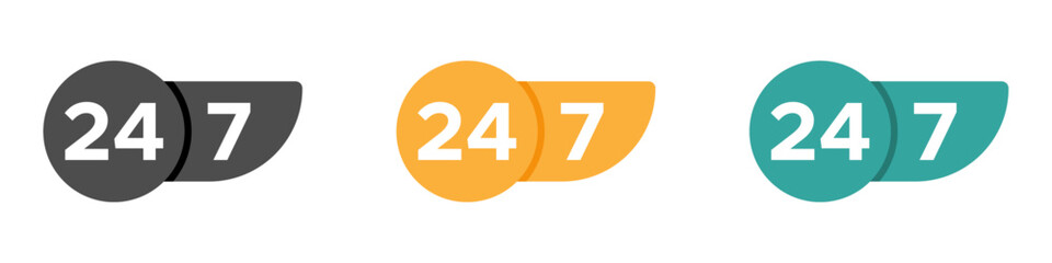 Trendy Twenty four seven call center support graphic vector icons set
