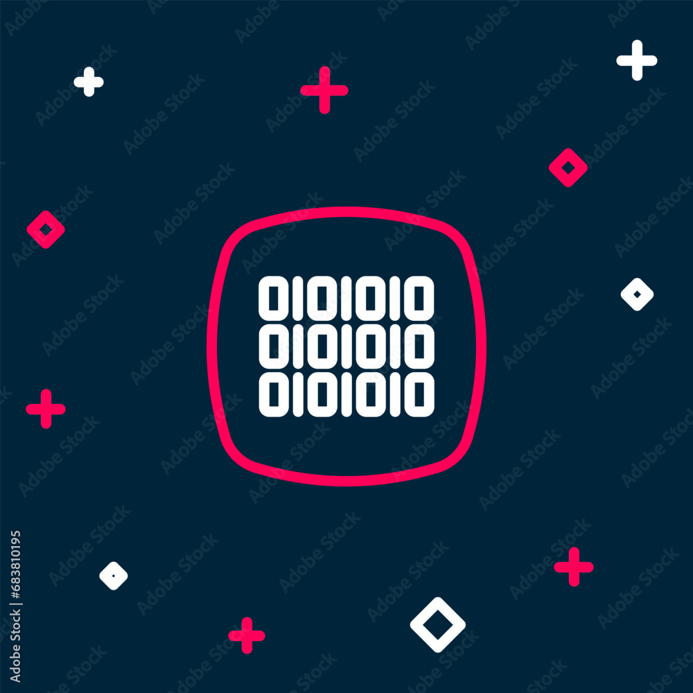Poster line binary code icon isolated on blue background. colorful outline concept. vector