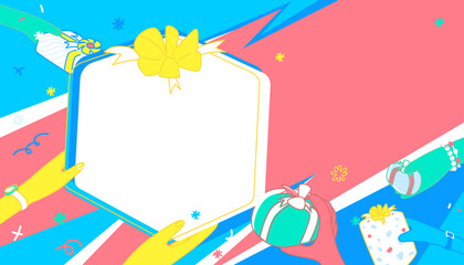 Hands holding a gift box or presents for surprise, anniversary and celebration. Merry Christmas and Happy New Year. 