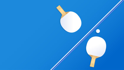 Table tennis design with blue table. Top view.