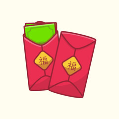 Hongbao, Lunar New Year Prosperity, Traditional Chinese Red Envelopes Illustration for Luck and Celebrations