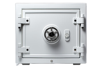 White Safe with Open Door and Key on transparent Background - obrazy, fototapety, plakaty
