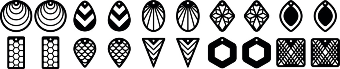 Set geometry earrings laser cut file, bundle