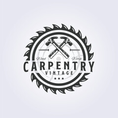 carpenter logo, abstract logo fast saw and hammer vector illustration design