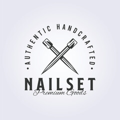 crossing nail set logo vintage vector illustration design