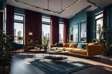 Fototapeta na wymiar living room interior created by AI
