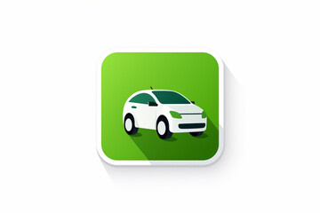 Transportation vector icon design of eco hybrid electric car vehicle on green frame background. Generative AI.