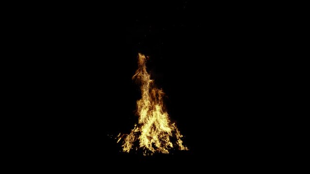 Big campfire on black background