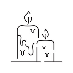 Vector candle line icon. Christmas black linear symbols on a white background. Editable stroke. Happy New Year, birthday, and church or Christian, pray