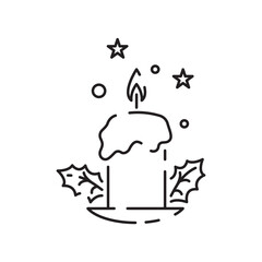 Vector candle line icon. Christmas black linear symbols on a white background. Editable stroke. Happy New Year, birthday, and church or Christian, pray