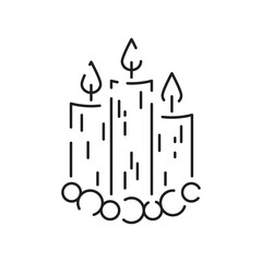 Vector candle line icon. Christmas black linear symbols on a white background. Editable stroke. Happy New Year, birthday, and church or Christian, pray