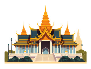 Thai temple, Thai palace, cartoon vector, dicut, PNG file, isolated background